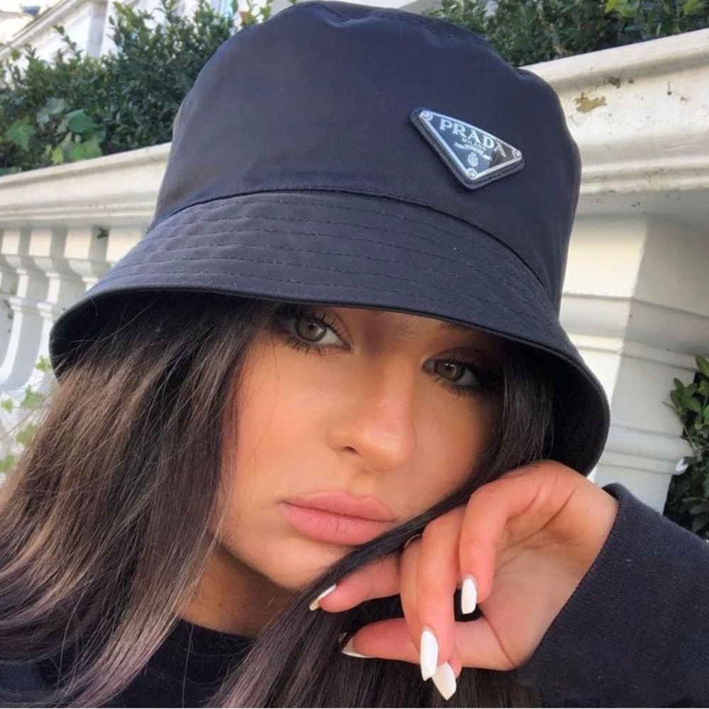 Prada: Triangle Logo Re-Nylon Edition Bucket Hat - Picture 1 of 17